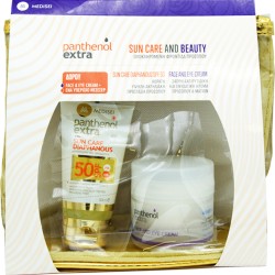 Panthenol Extra Sun Care and Beauty με Diaphanous Face Gel SPF50 Αντιηλιακή Κρέμα Τζελ Προσώπου 50ml & ΔΩΡΟ Face and Eye Cream 24ωρη Αντιρυτιδική Κρέμα 50ml & ΔΩΡΟ Νεσεσέρ