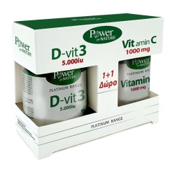 POWER HEALTH Promo Pack Platinum D-VIT3 5000iu 60s Tabs + ΔΩΡΟ Vitamin C 1000mg 20s Tabs