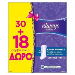 Always Dailies Extra Protect Long Plus 30+18τμχ