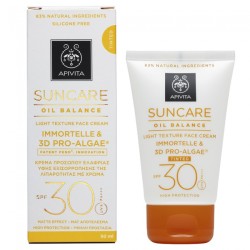 Apivita Suncare Oil Balance Tinted Light Texture Face Cream Spf 30 Immortelle & 3D Pro-Algae 50ml