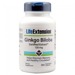 Life Extension Ginkgo Biloba Certifield Extract 120mg 365 Veg Caps